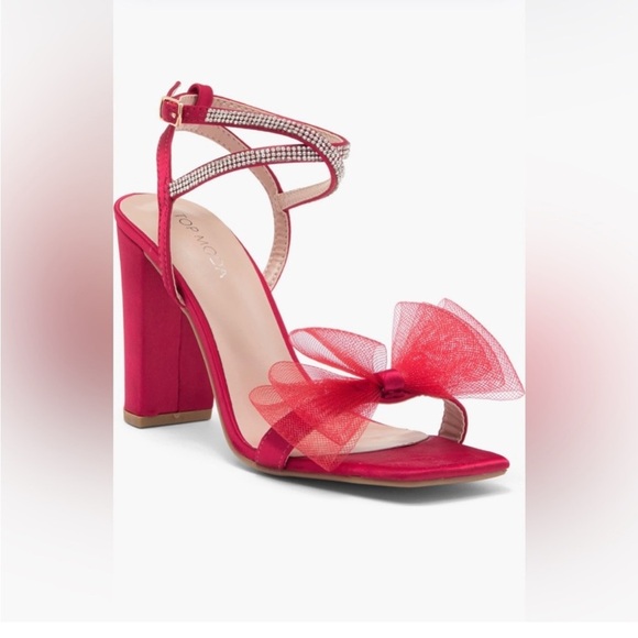 TOP Moda Shoes - NEW! Top Moda Red Agatha Bow Style Rhinestone Ankle Strap Women’s 6.5